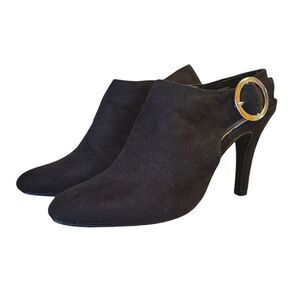 Nicole Black Faux Suede Meghan Slingback Buckle Bootie 4" Heels Size 8